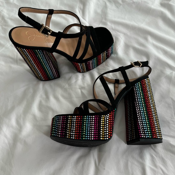 Jessica Simpson Multicolor Rhinestone Platform Heels - Picture 8 of 8
